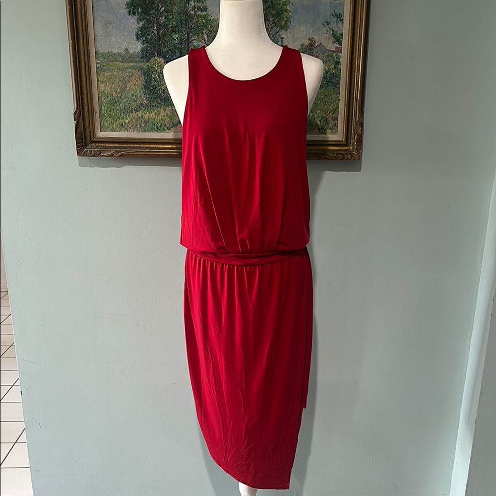 Banana Republic Red Halter Sheath Midi Dress